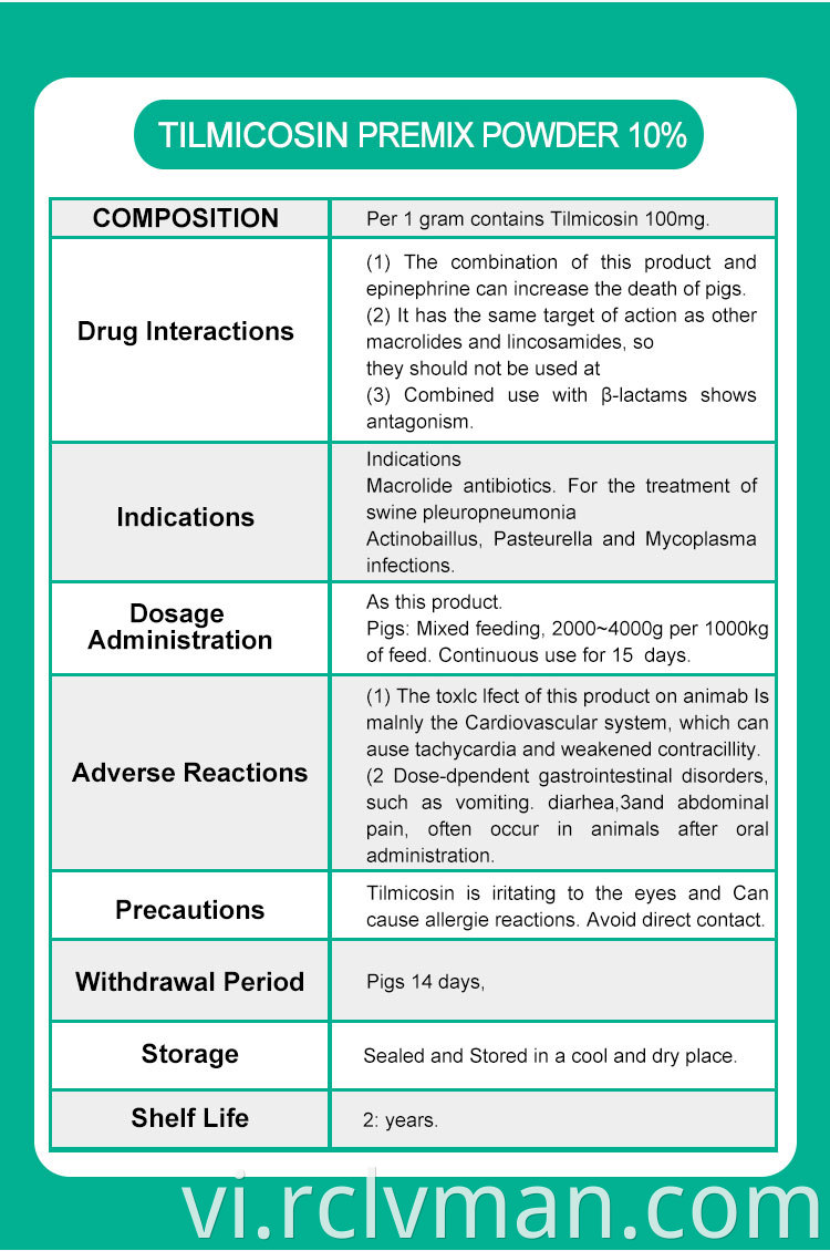 Tilmicosin Premix 10 02